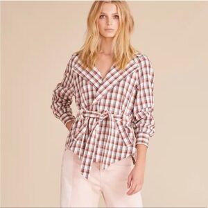 NWT Veronica Beard Lin Belted Plaid Jacket Blazer